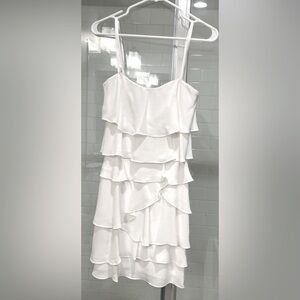 White ruffled tiered BCBG dress